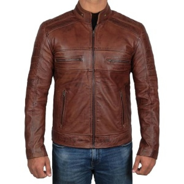 MJT-1000 Real Leather Jacket Men - Motorcycle Black and Brown Leather Jacket